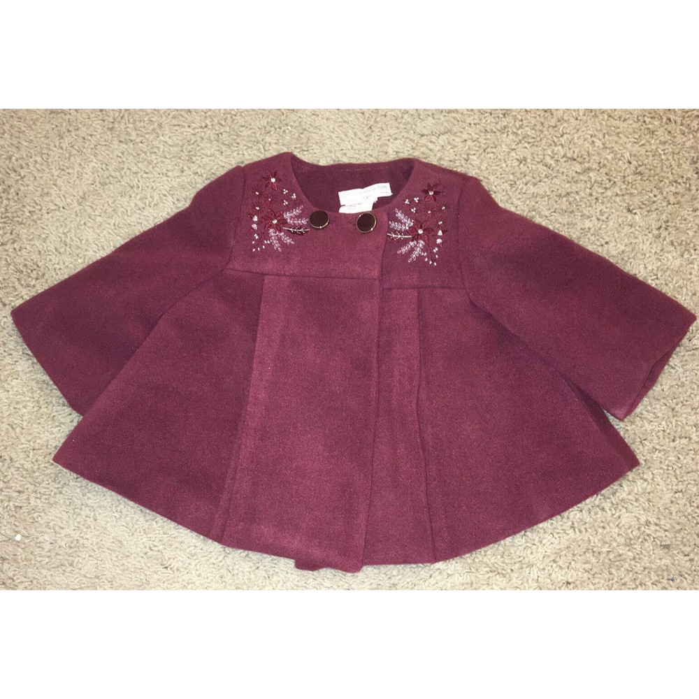 Catherine Malandrino Mini Baby Girl 3-6 Months Plum Pea Coat Winter jacket